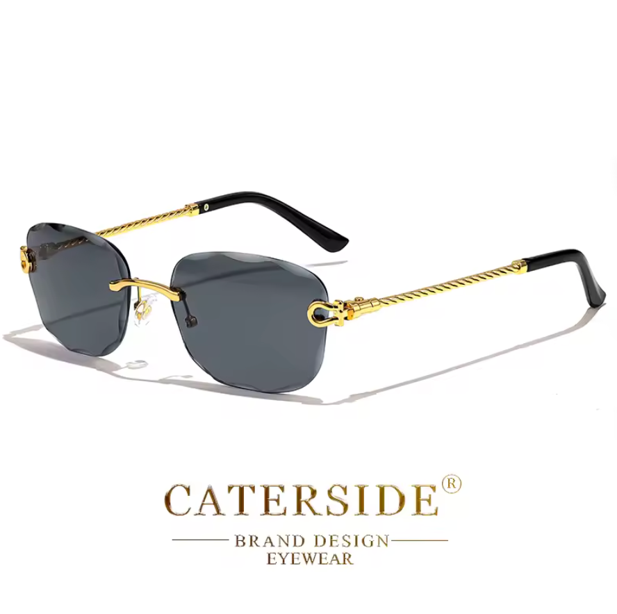 Luxury Retro Rich Craft Frameless Light Tint Style Mens Shaded Sunglasses