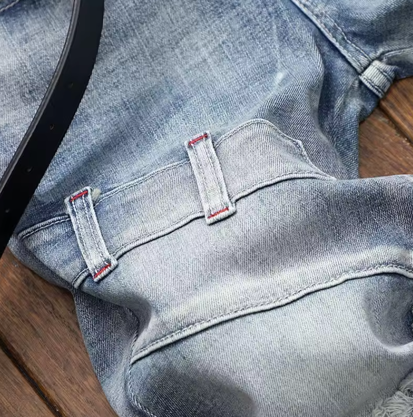 Mens Primium Denim Jeans Retro Street Style Biker Jeans