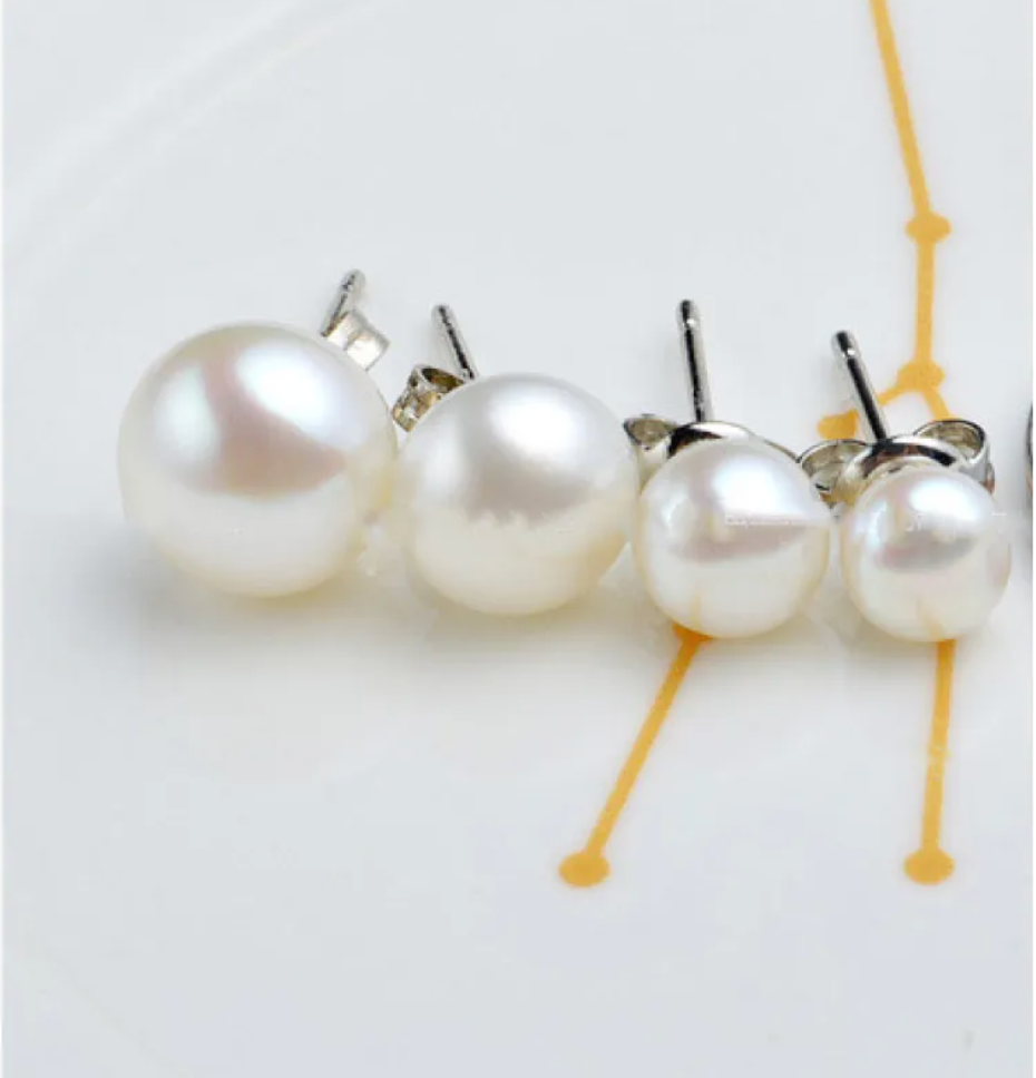 Pink Or White Pearl Stud Trendy Fashion Luxury Stud Earrings Pair