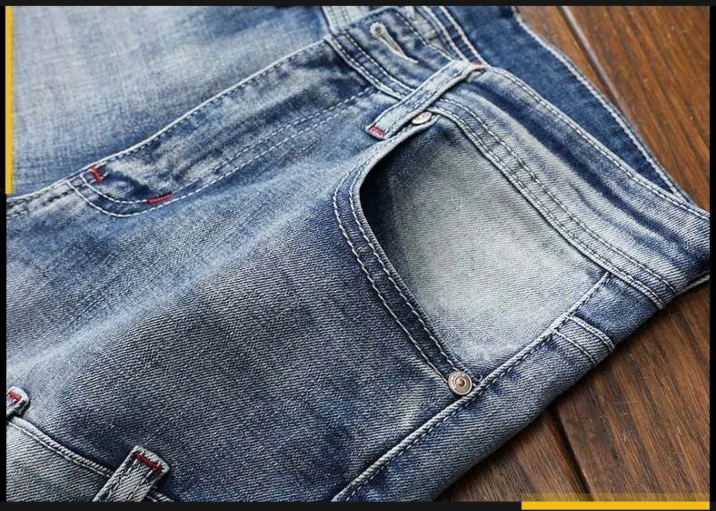 Mens Primium Denim Jeans Retro Street Style Biker Jeans