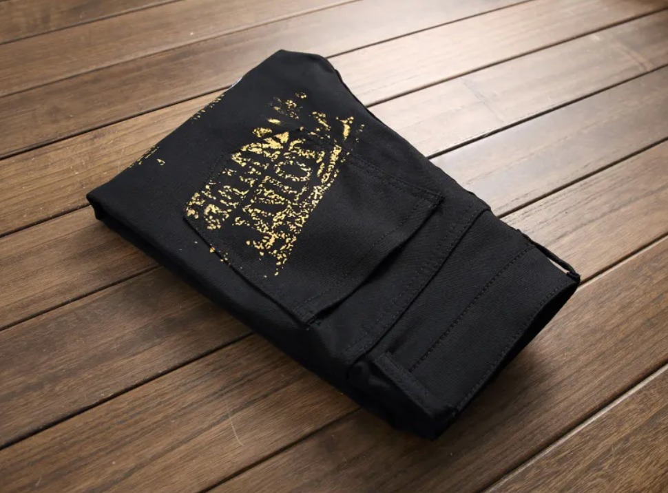 Custom Graffiti Style Slim Street Wear Black Or White Fashioned Skinny Jeans
