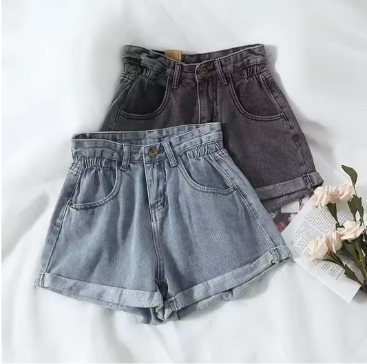 Womens Short Casual Denim Jean Shorts Elastic Stretch Waist For Slight Adjust