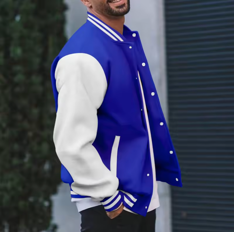 Mens 2025 Classic Fashion Baseball Varsity Or Bomber Style Button Up Jacket