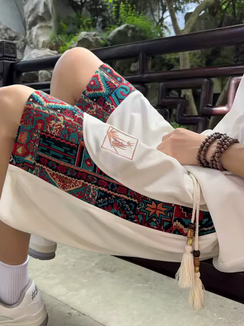Unique Style Print Casual Shorts Draw String Artistic Fashion