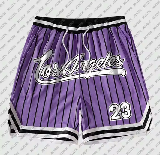Los Angeles 23 Basketball Shorts Drawstring White Stripe Athletic Fashion Shorts