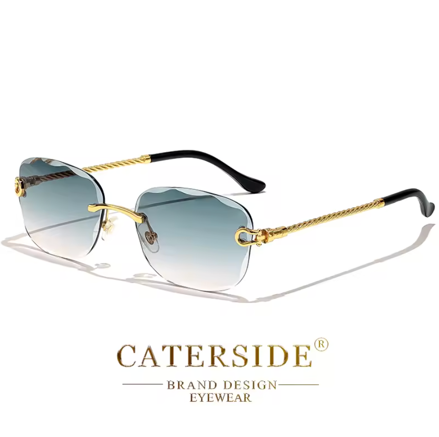Luxury Retro Rich Craft Frameless Light Tint Style Mens Shaded Sunglasses