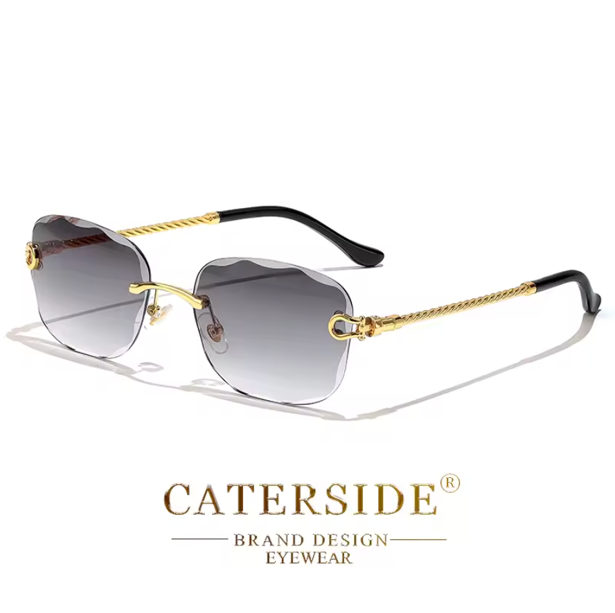 Luxury Retro Rich Craft Frameless Light Tint Style Mens Shaded Sunglasses
