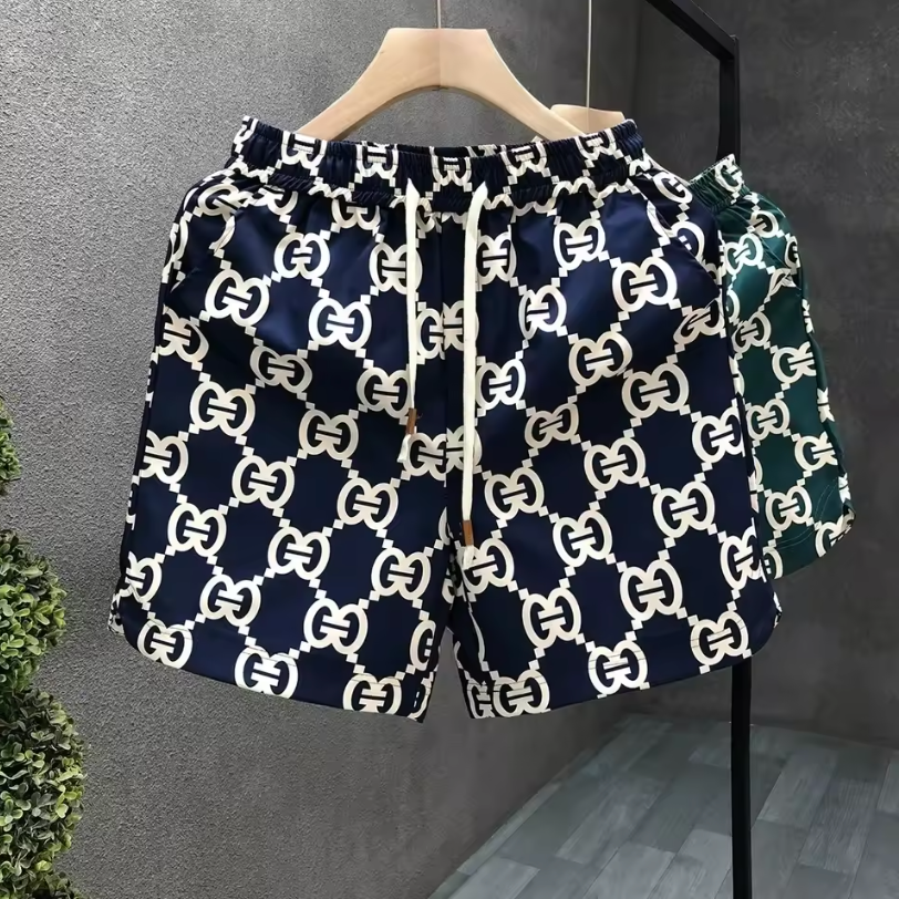 Designer Style Luxury Fashion Print Drawstring Waist Quick Dry Breathable Shorts
