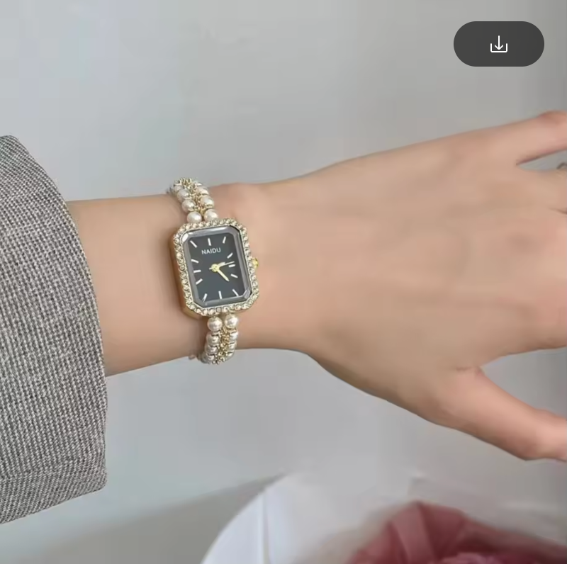 Ladies Pearl Band Luxury Watch Classy Rectangle Design