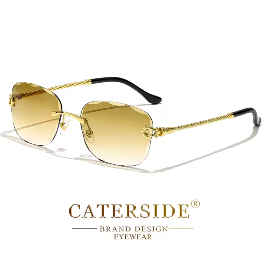 Luxury Retro Rich Craft Frameless Light Tint Style Mens Shaded Sunglasses