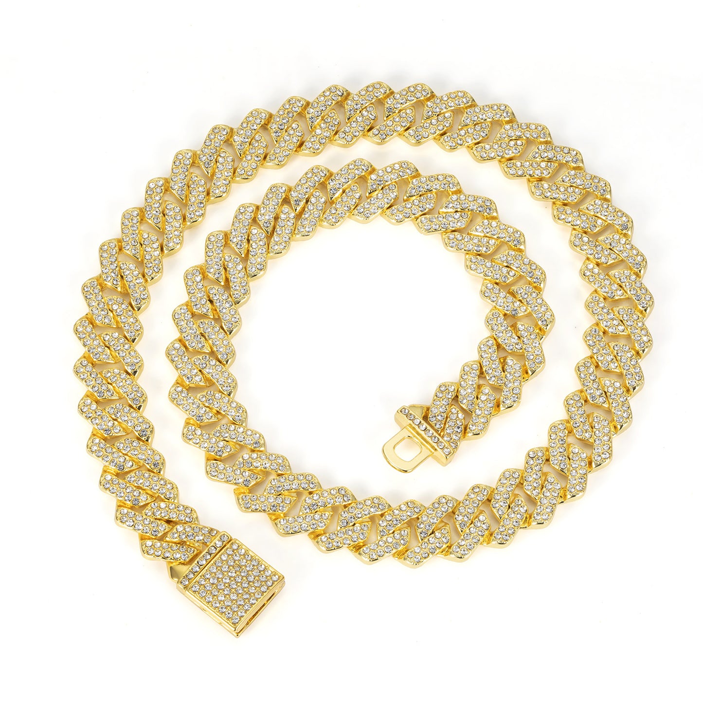 Mens Diamond-shaped Cuban Link Zinc Alloy Chain Necklace