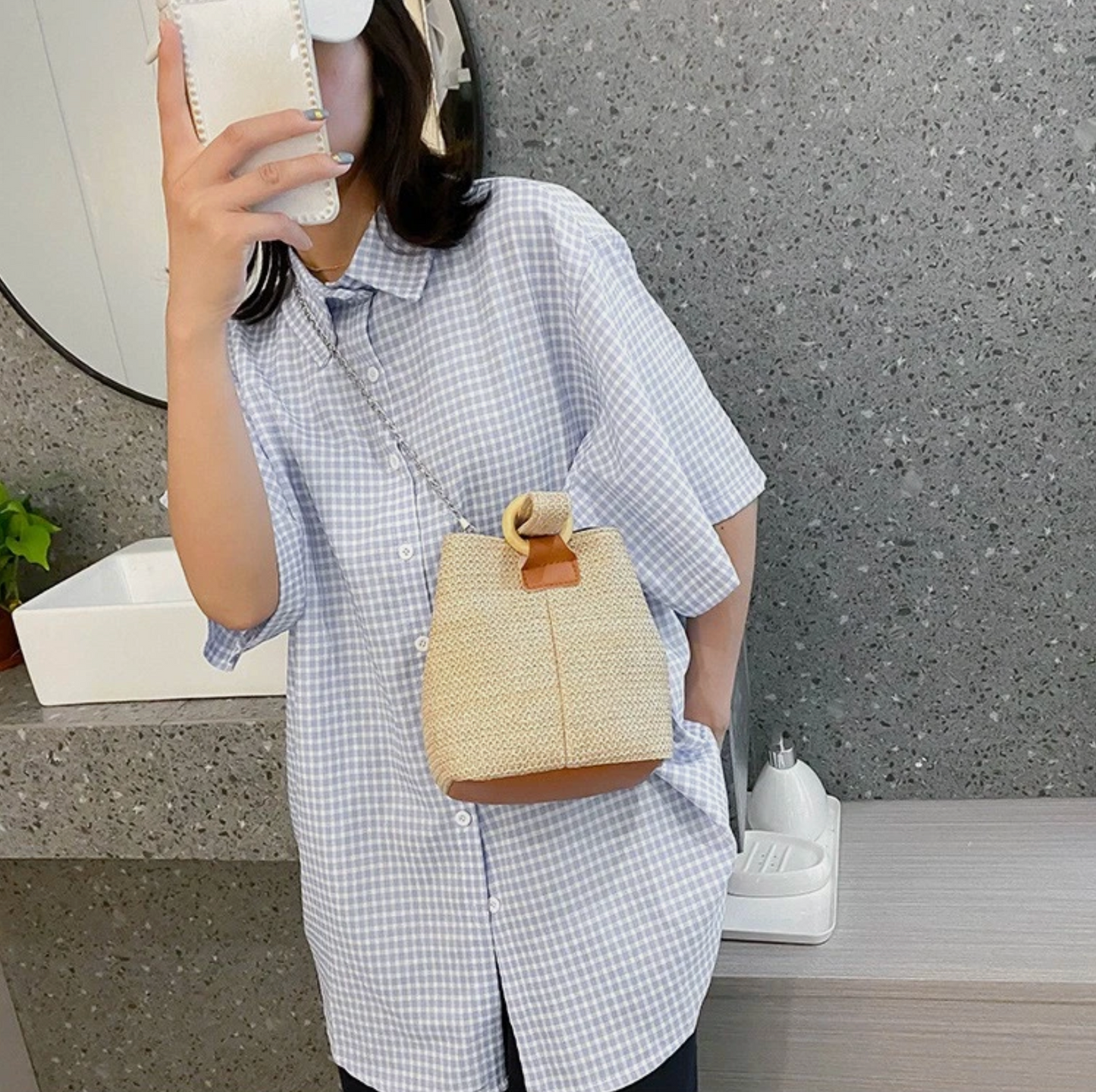 Straw Beach Hand Or Silver Chain Shoulder Strap Summer Bags
