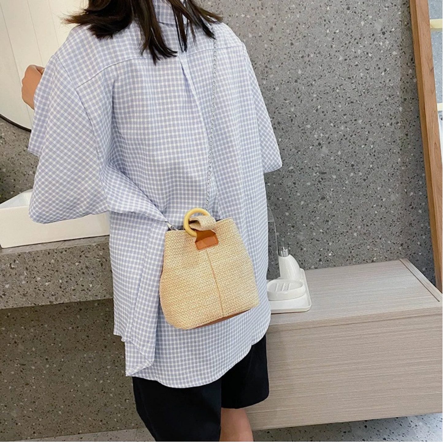 Straw Beach Hand Or Silver Chain Shoulder Strap Summer Bags