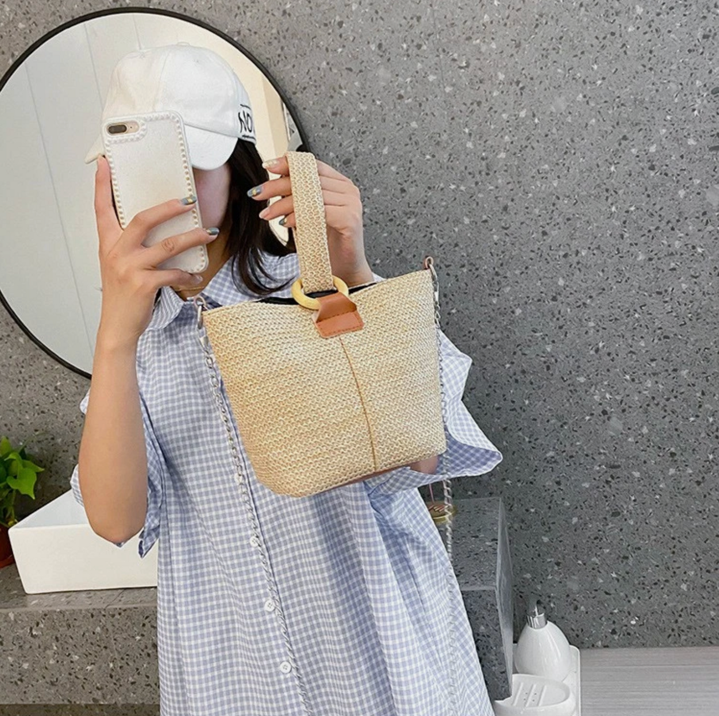 Straw Beach Hand Or Silver Chain Shoulder Strap Summer Bags