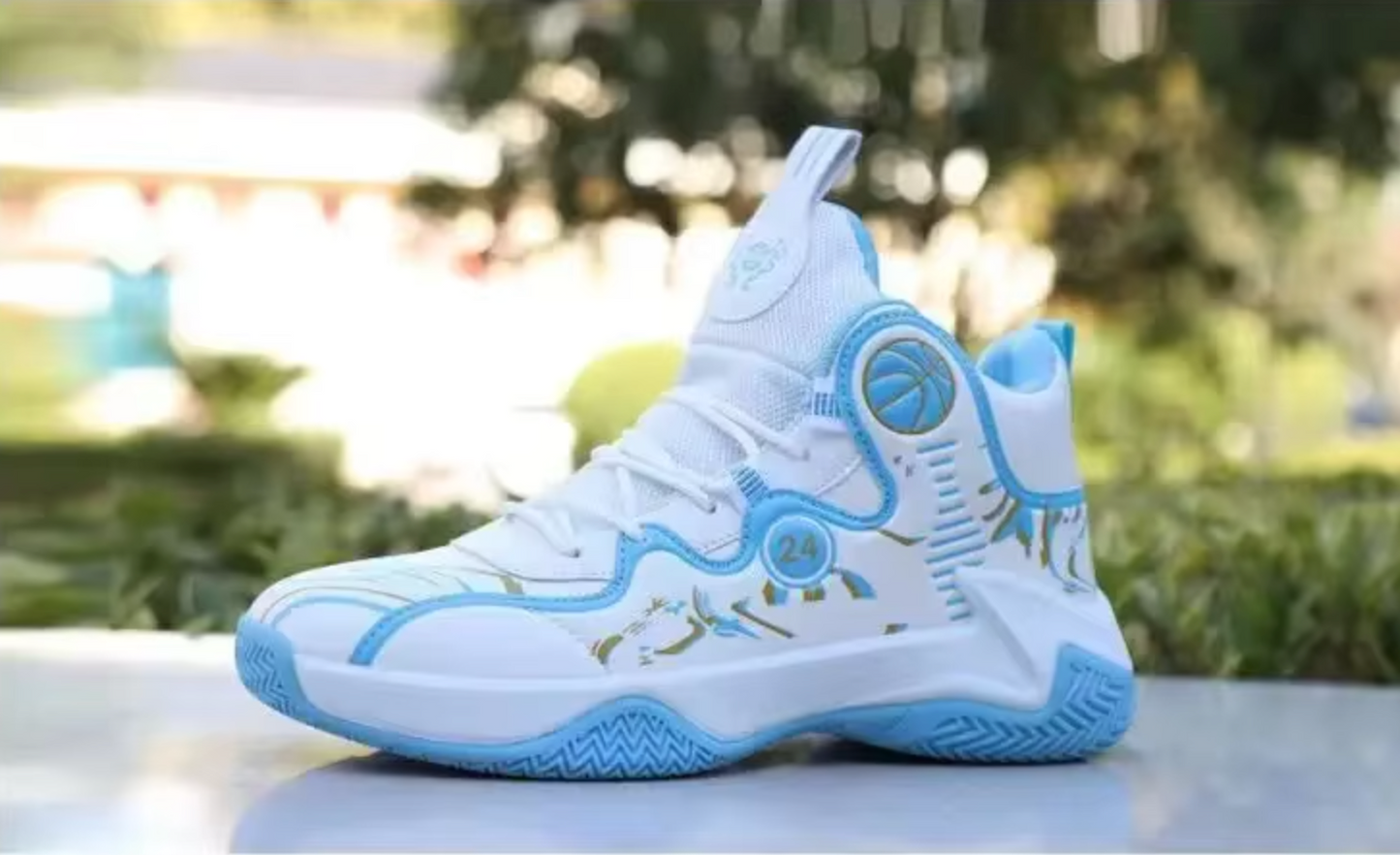 Mens High-top Waterproof Leather Basketball Shoes Golden Winter Ice New