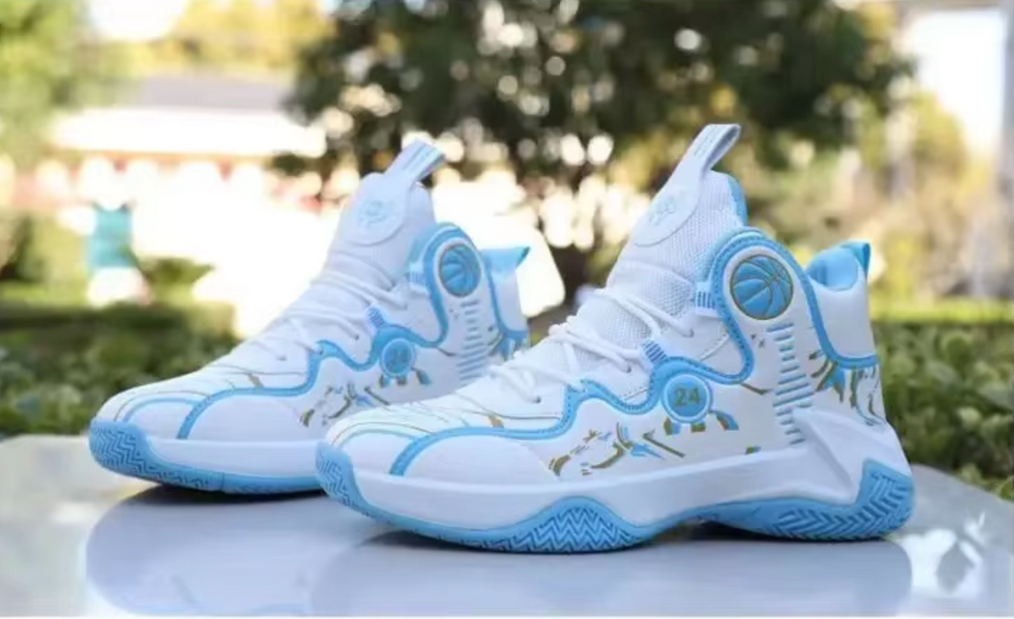 Mens High-top Waterproof Leather Basketball Shoes Golden Winter Ice New