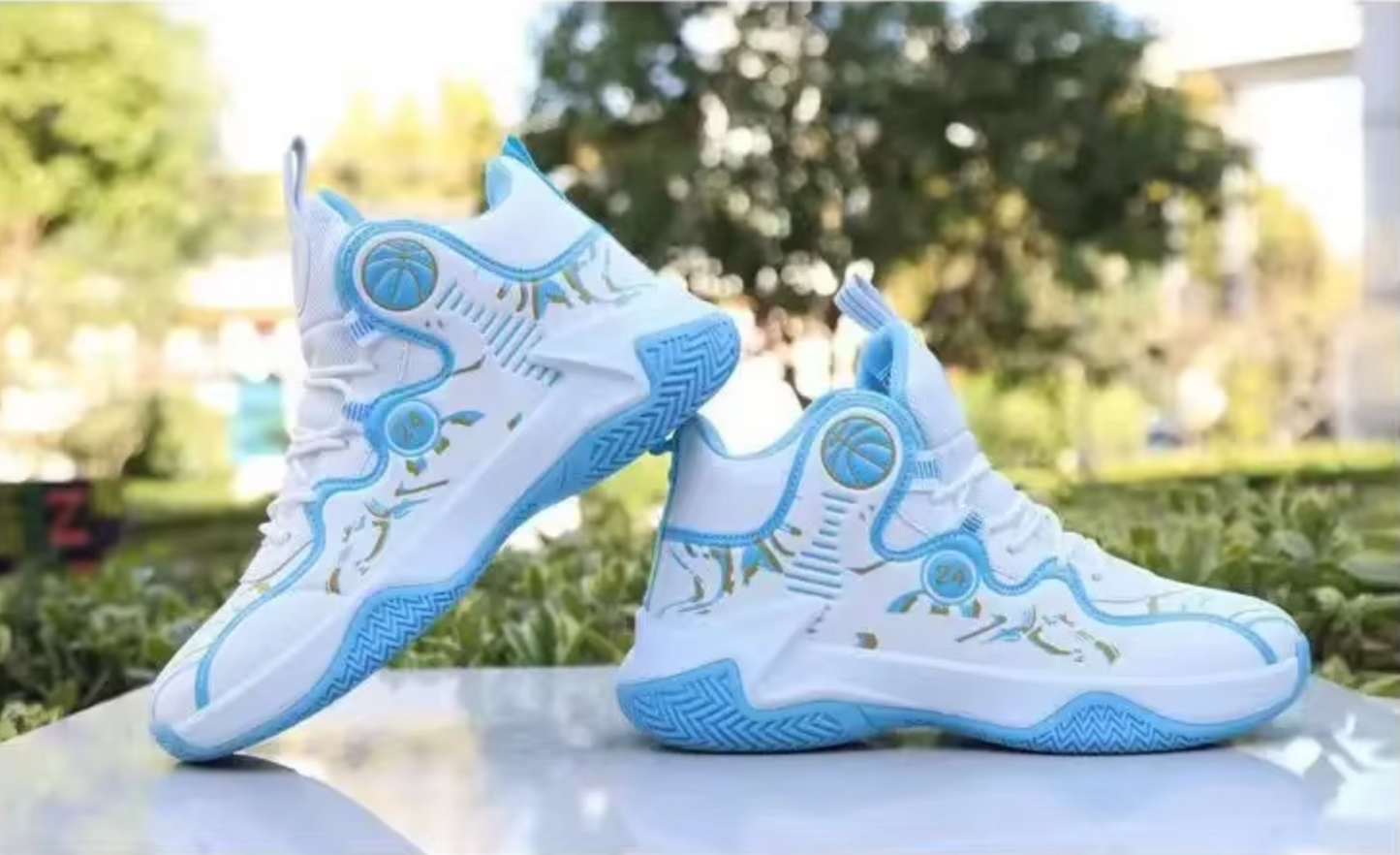 Mens High-top Waterproof Leather Basketball Shoes Golden Winter Ice New