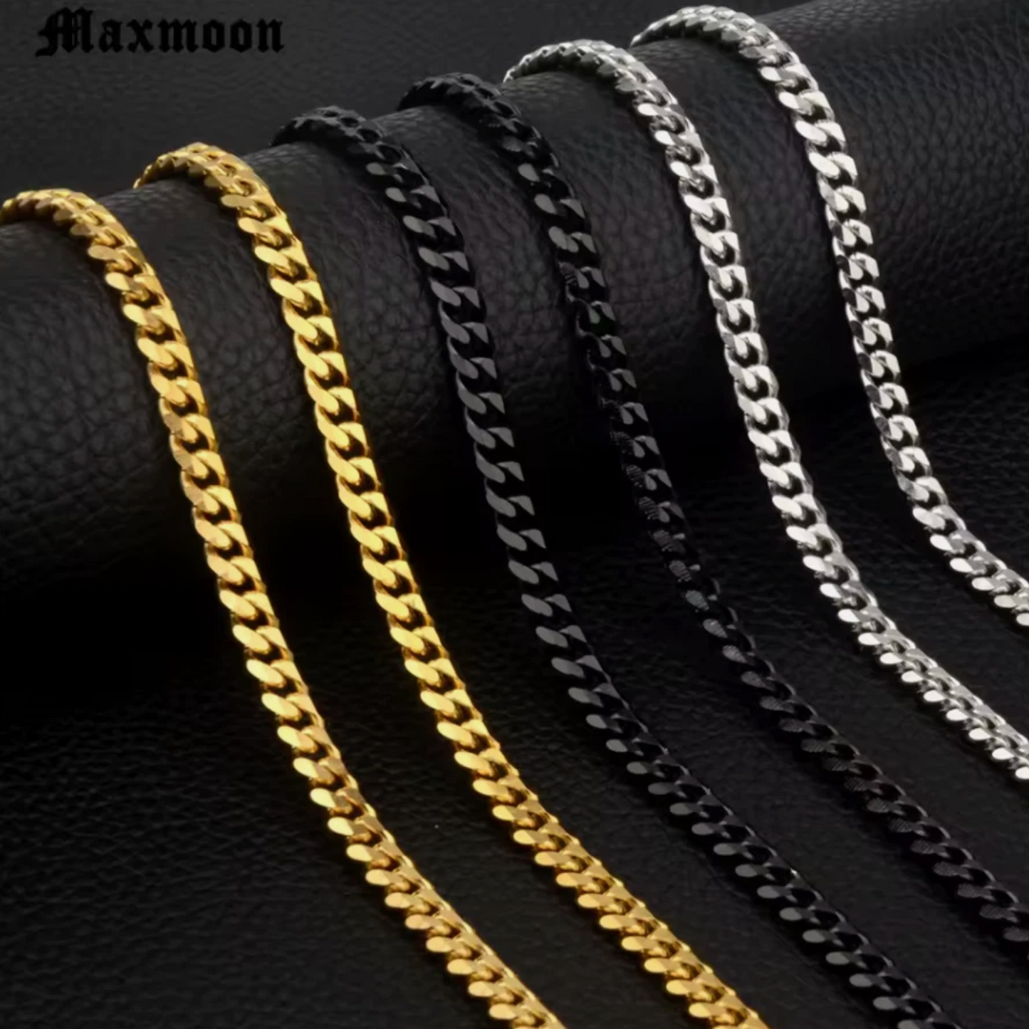 7mm Cuban Link Gold Silver & Black Luxury Ice Chain Necklace