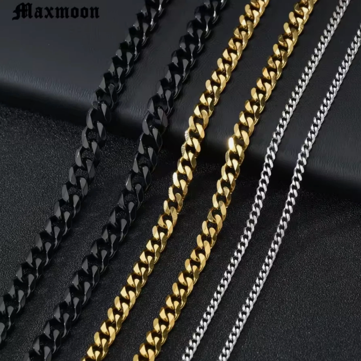 7mm Cuban Link Gold Silver & Black Luxury Ice Chain Necklace