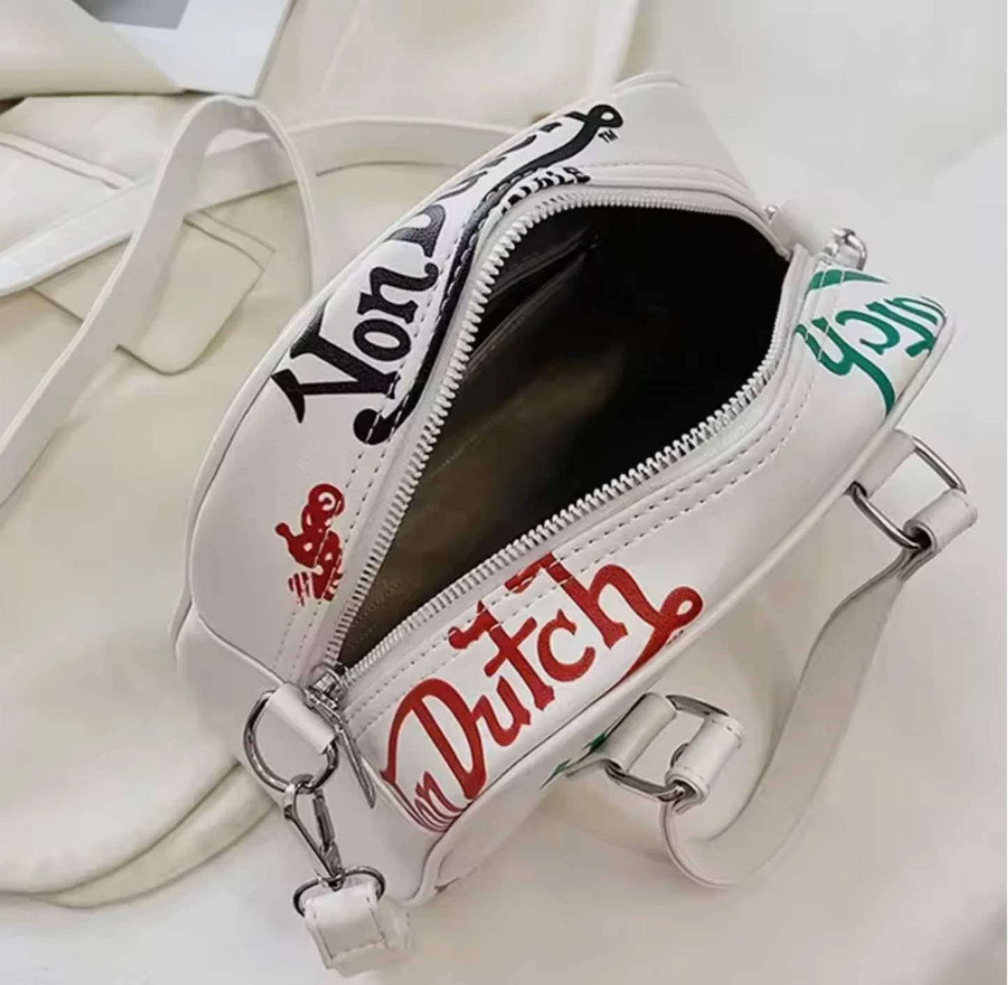 Woman’s Von Dutch Zipper Pouch Shoulder Hand Bags, Pink White Blue & More