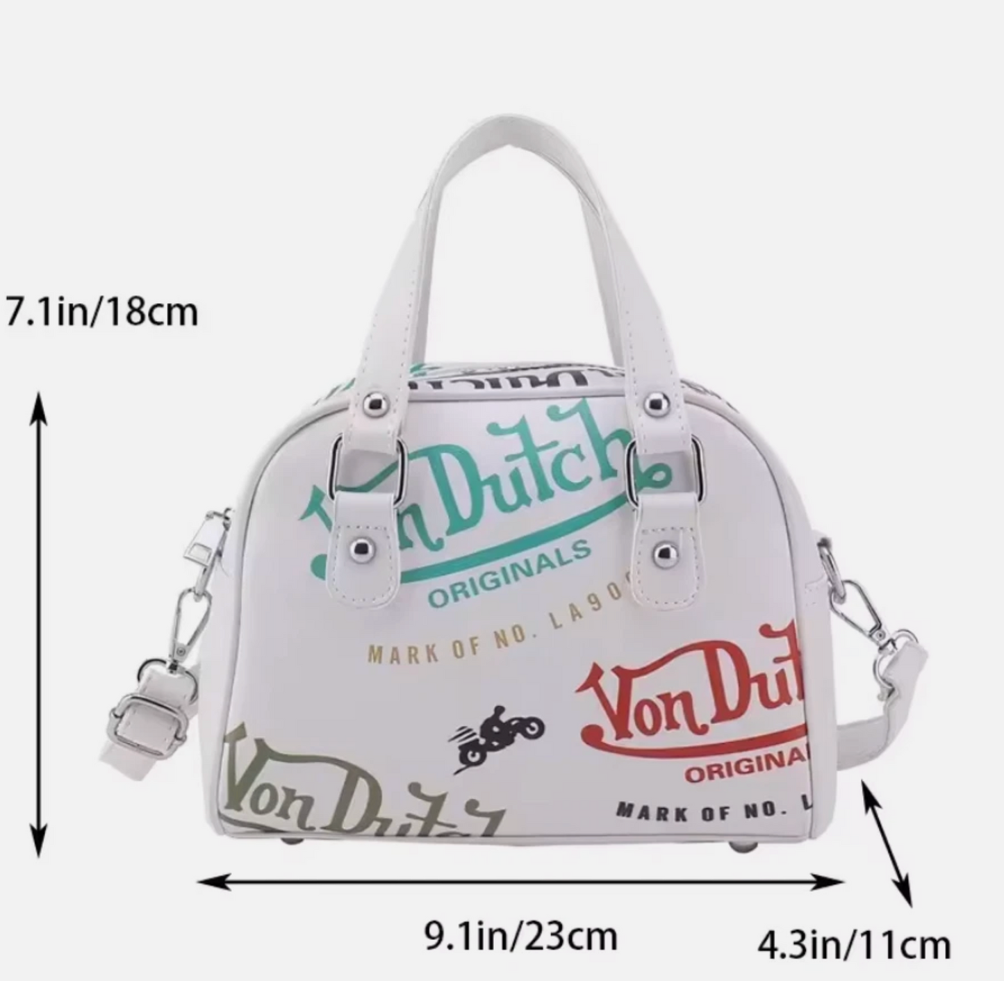 Woman’s Von Dutch Zipper Pouch Shoulder Hand Bags, Pink White Blue & More