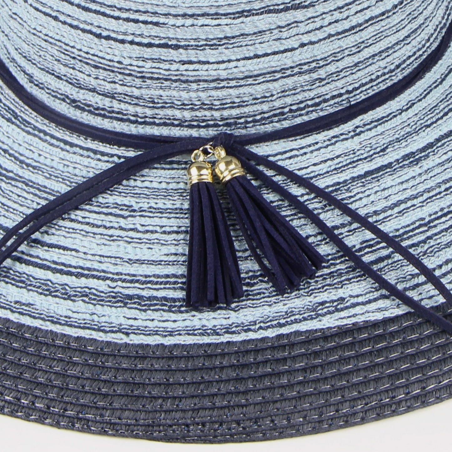 Woman’s Cotton Yarn Blend Beach Sun Hat And Tassel 22.4in Circumference