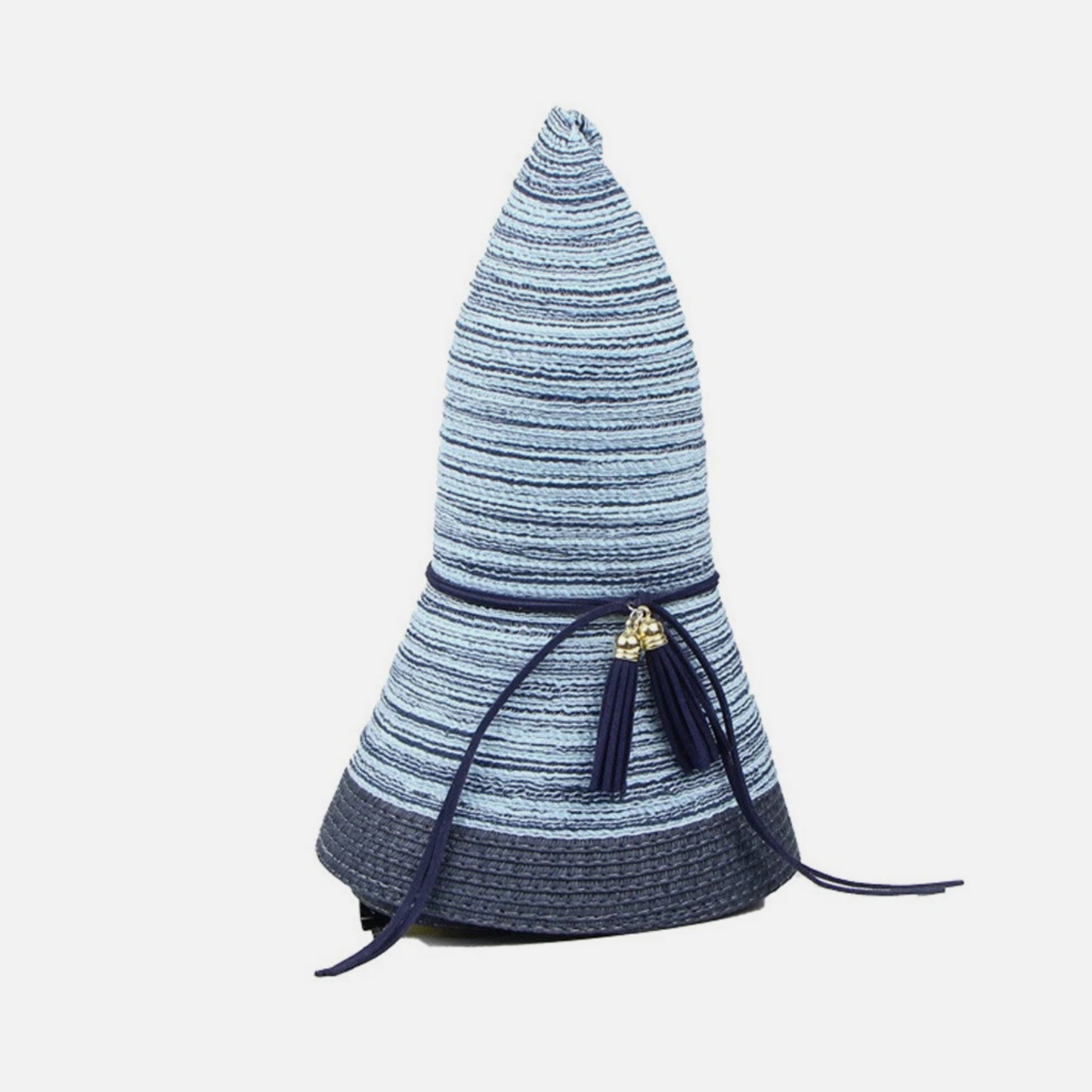 Woman’s Cotton Yarn Blend Beach Sun Hat And Tassel 22.4in Circumference