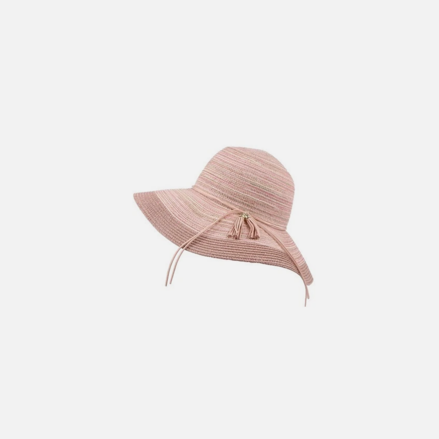 Woman’s Cotton Yarn Blend Beach Sun Hat And Tassel 22.4in Circumference