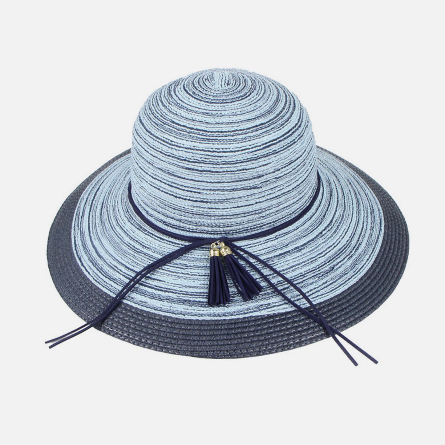 Woman’s Cotton Yarn Blend Beach Sun Hat And Tassel 22.4in Circumference