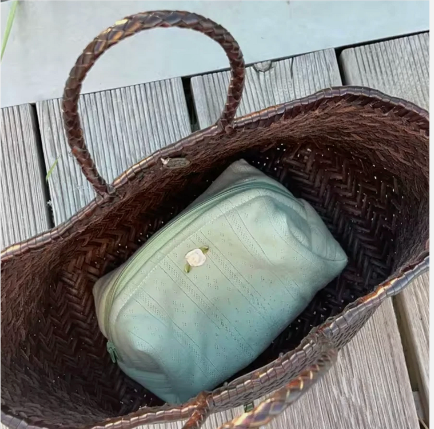 Ladies Make Up, Toiletry Small Mini Cotton Zipper Bag, Light Color