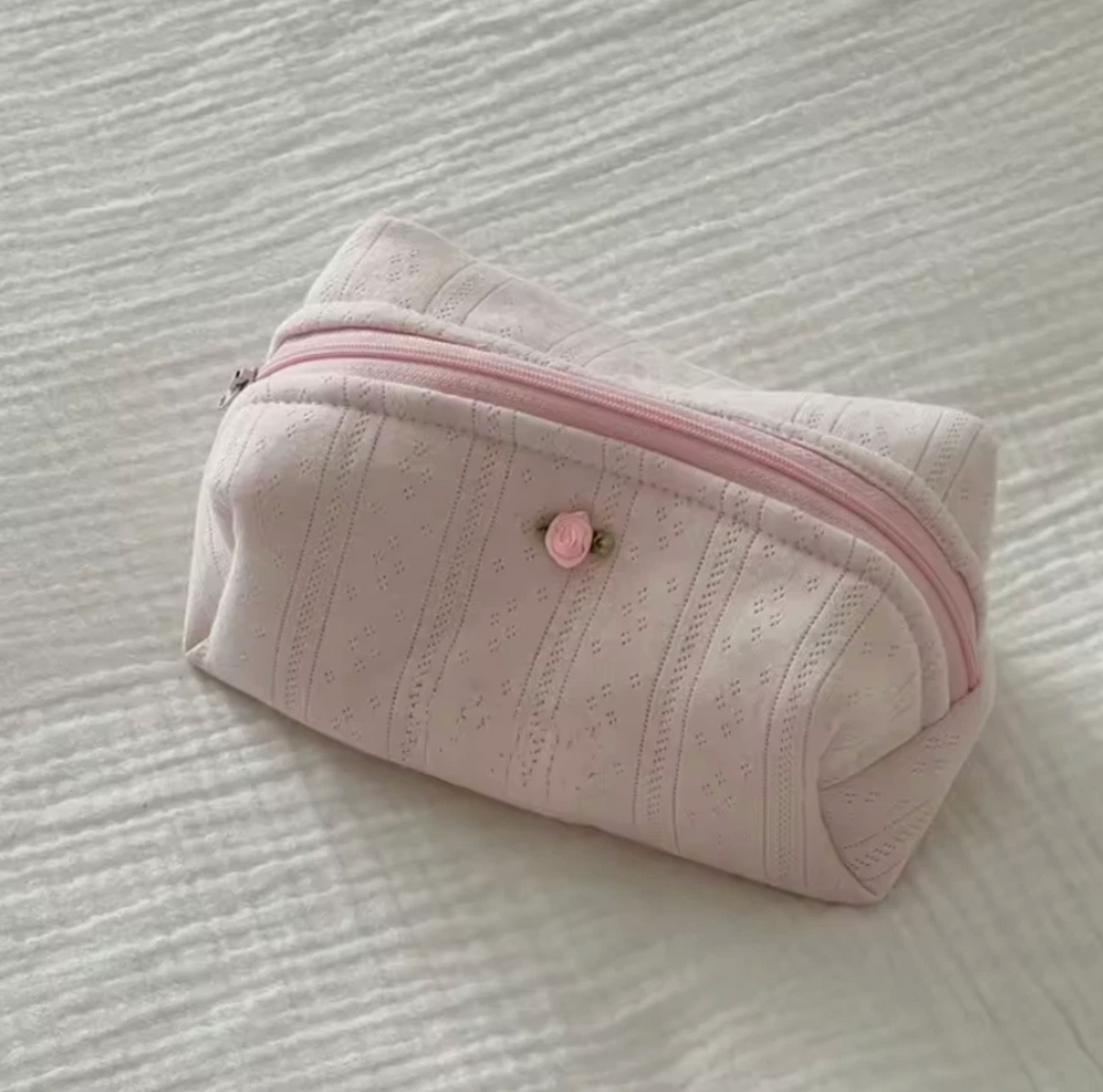 Ladies Make Up, Toiletry Small Mini Cotton Zipper Bag, Light Color