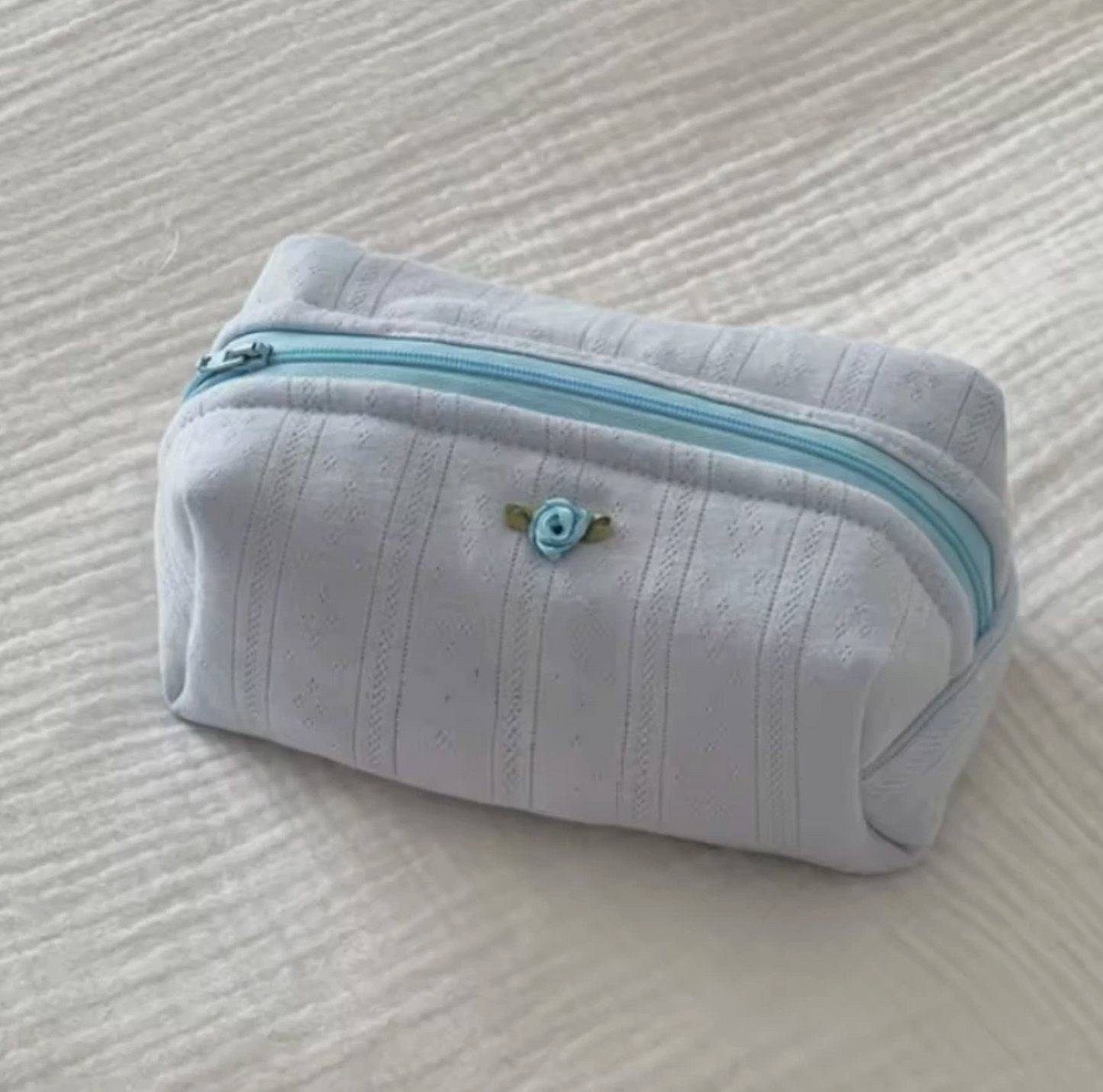Ladies Make Up, Toiletry Small Mini Cotton Zipper Bag, Light Color