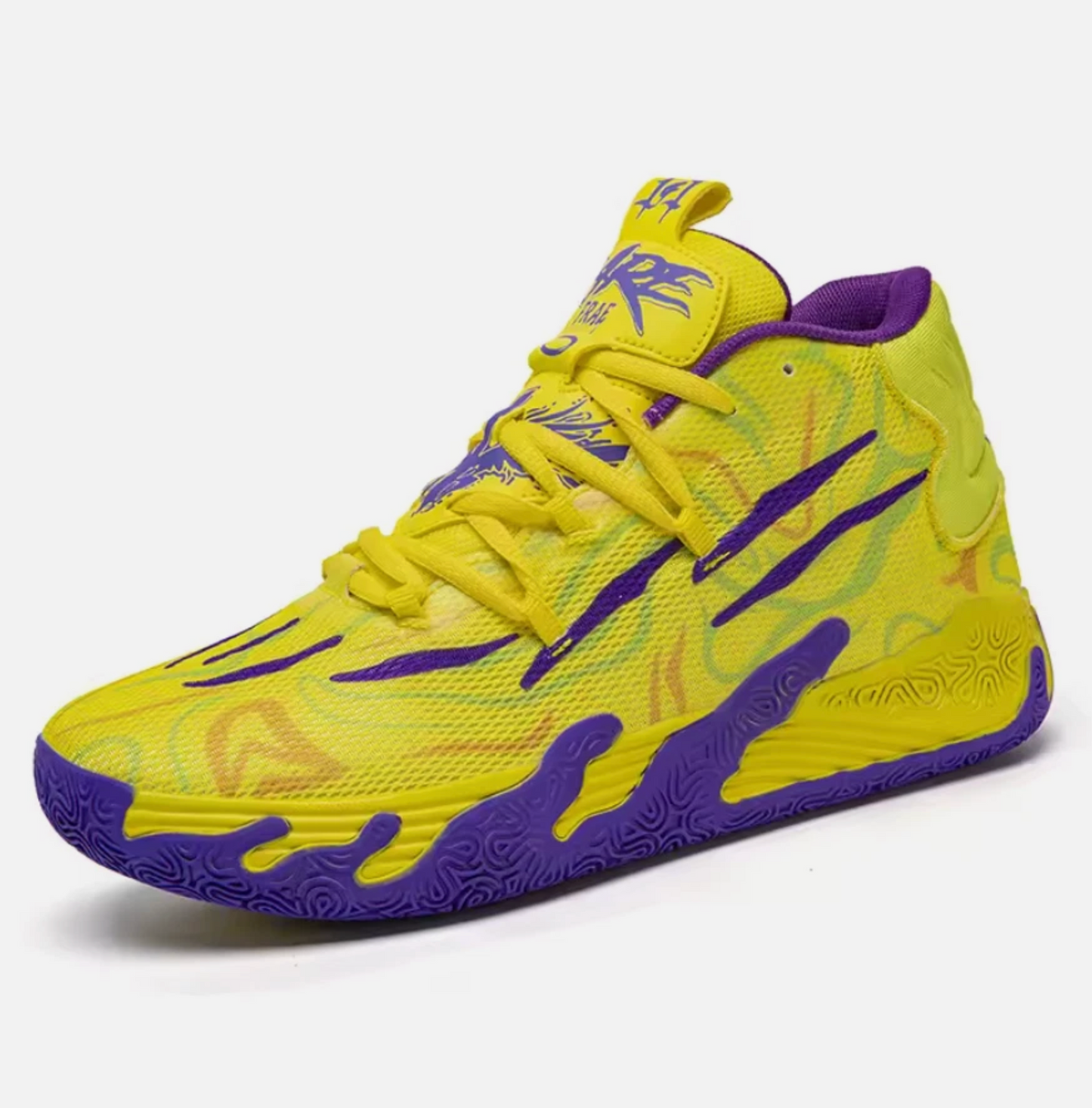 Mens Basketball or Running Shoes Super Grip, Colorful Tropical Style Shoe