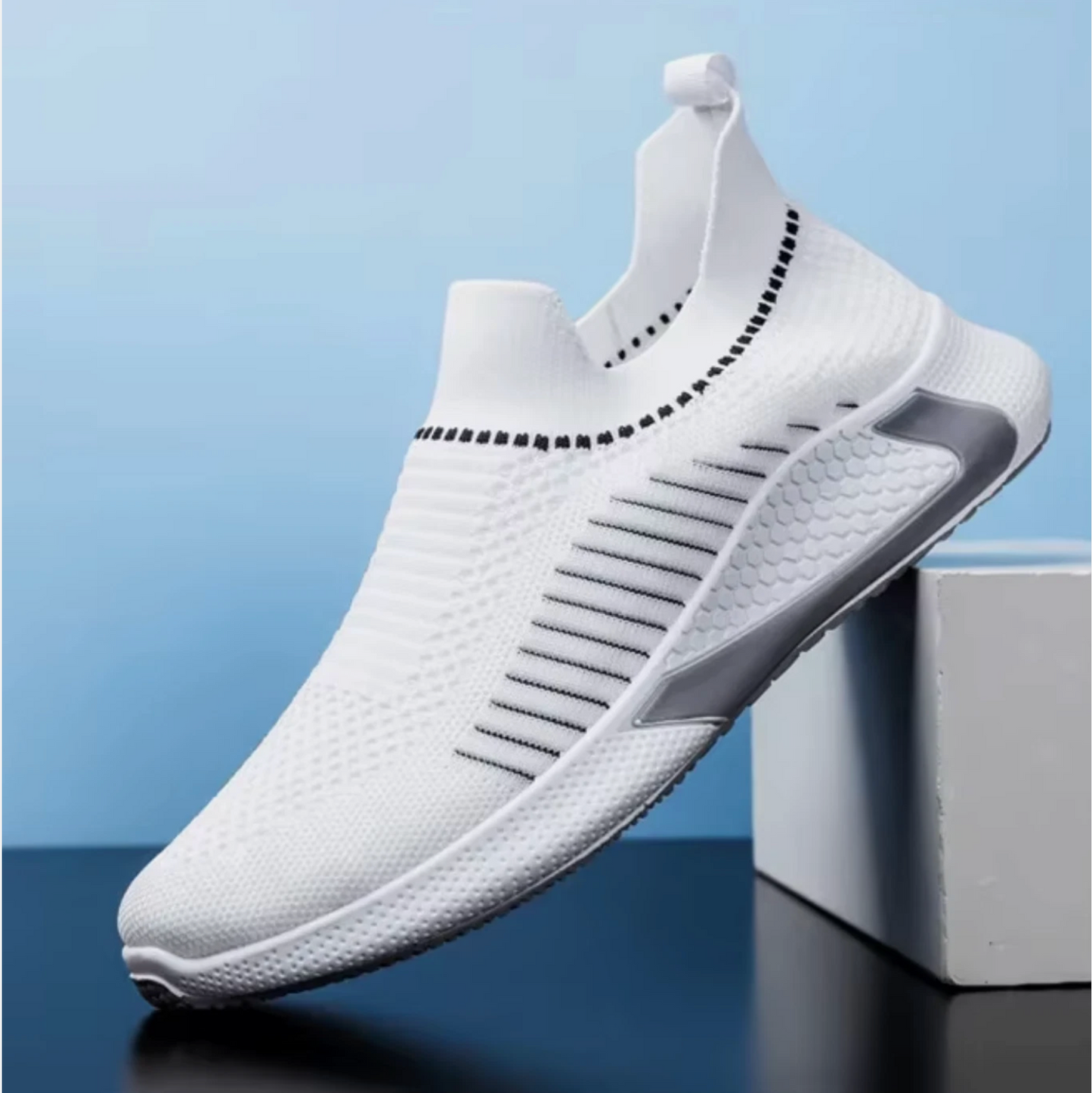 Men Or Woman’s Mesh Fabric Slip On Running Tennis Shoes No Laces Needed
