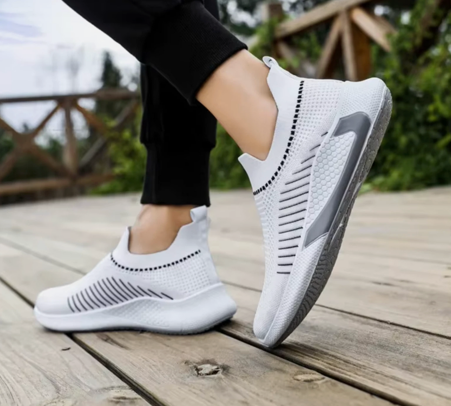 Men Or Woman’s Mesh Fabric Slip On Running Tennis Shoes No Laces Needed