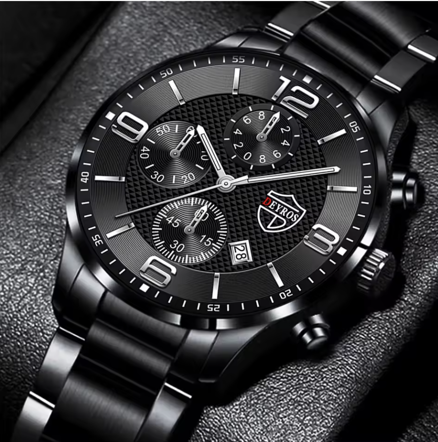 Reloj Hombre Luxury Business Mens Stainless Steel Quartz Wrist Watch