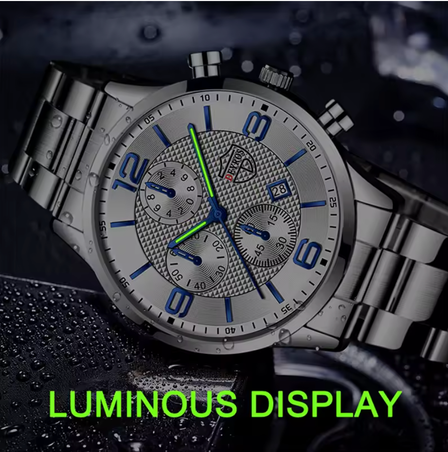 Reloj Hombre Luxury Business Mens Stainless Steel Quartz Wrist Watch