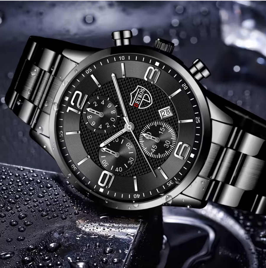 Reloj Hombre Luxury Business Mens Stainless Steel Quartz Wrist Watch