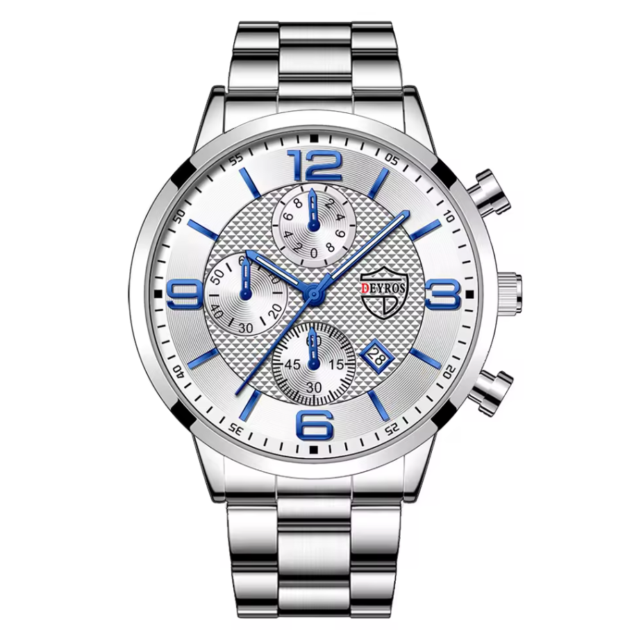 Reloj Hombre Luxury Business Mens Stainless Steel Quartz Wrist Watch