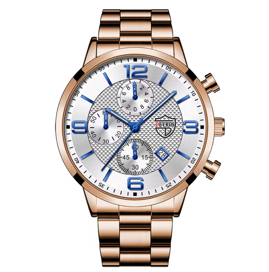 Reloj Hombre Luxury Business Mens Stainless Steel Quartz Wrist Watch