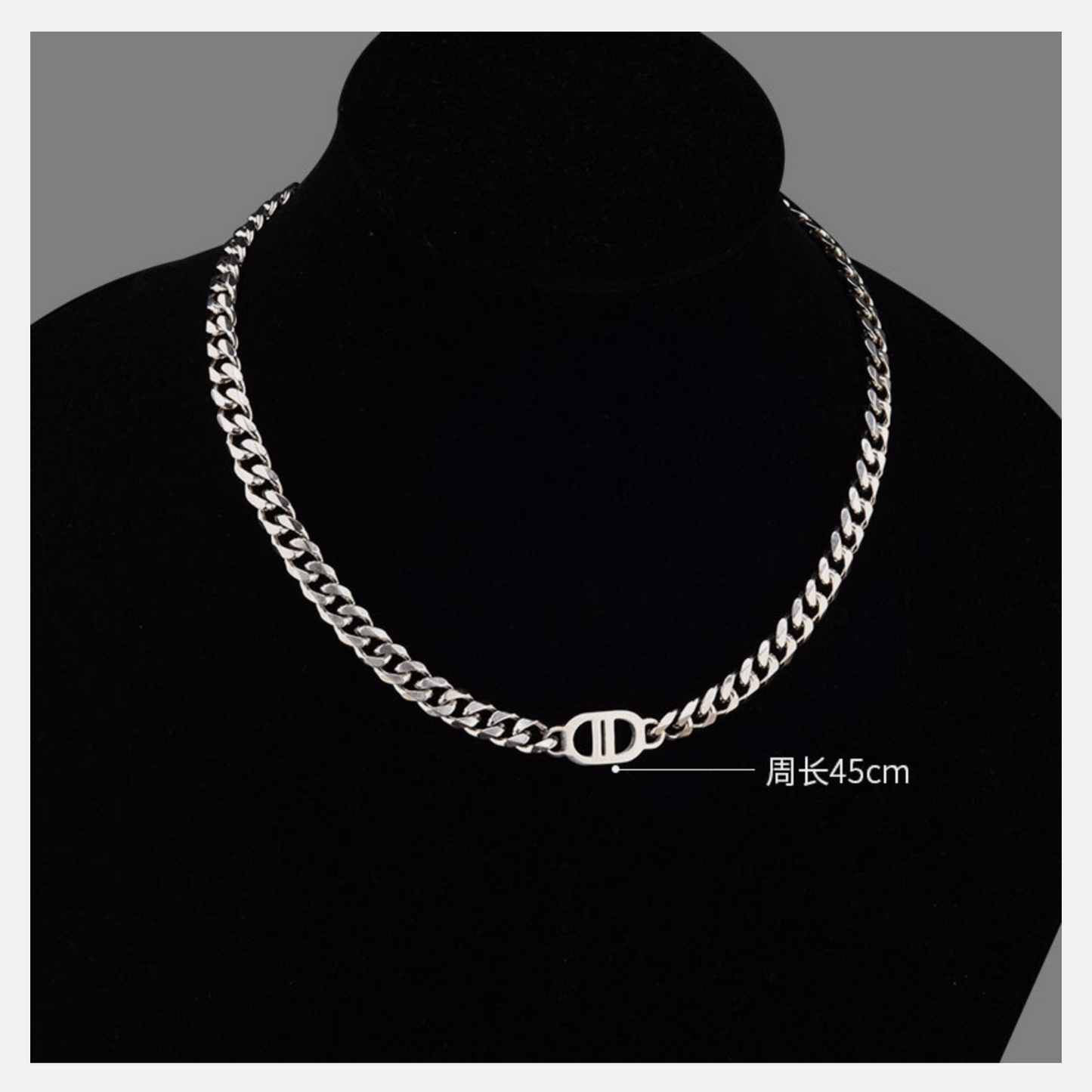 Polished Silver Heavy Stainless Steel Curb Style Chain Necklace