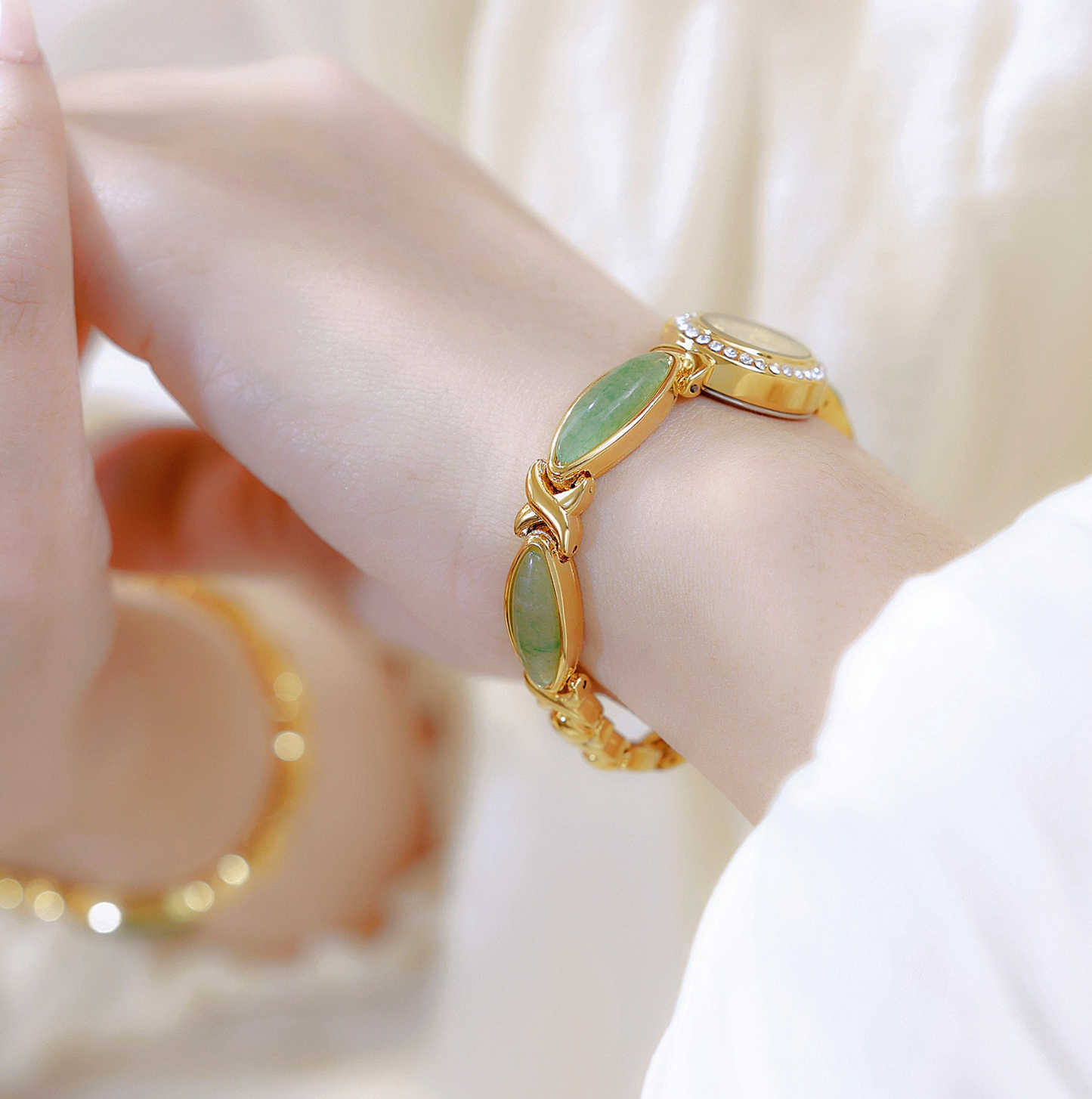 Womans Dongling Stone Hetian Jade Chain Watch