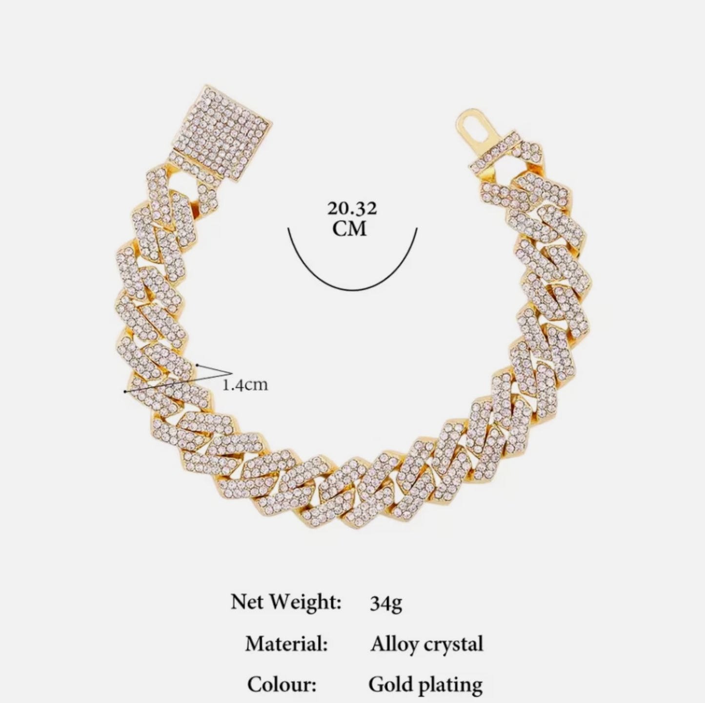 14MM Mens Iced Out Miami Cuban Link Chain Bracelets
