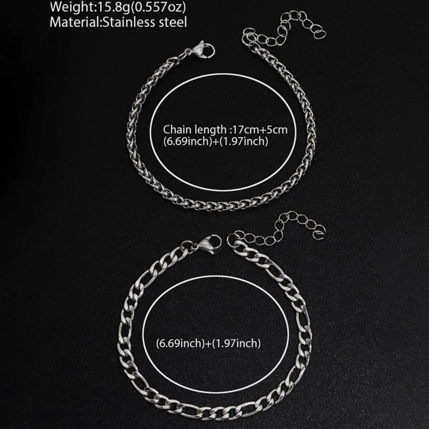 European Style Stainless Steel Two-piece Bracelet Chains