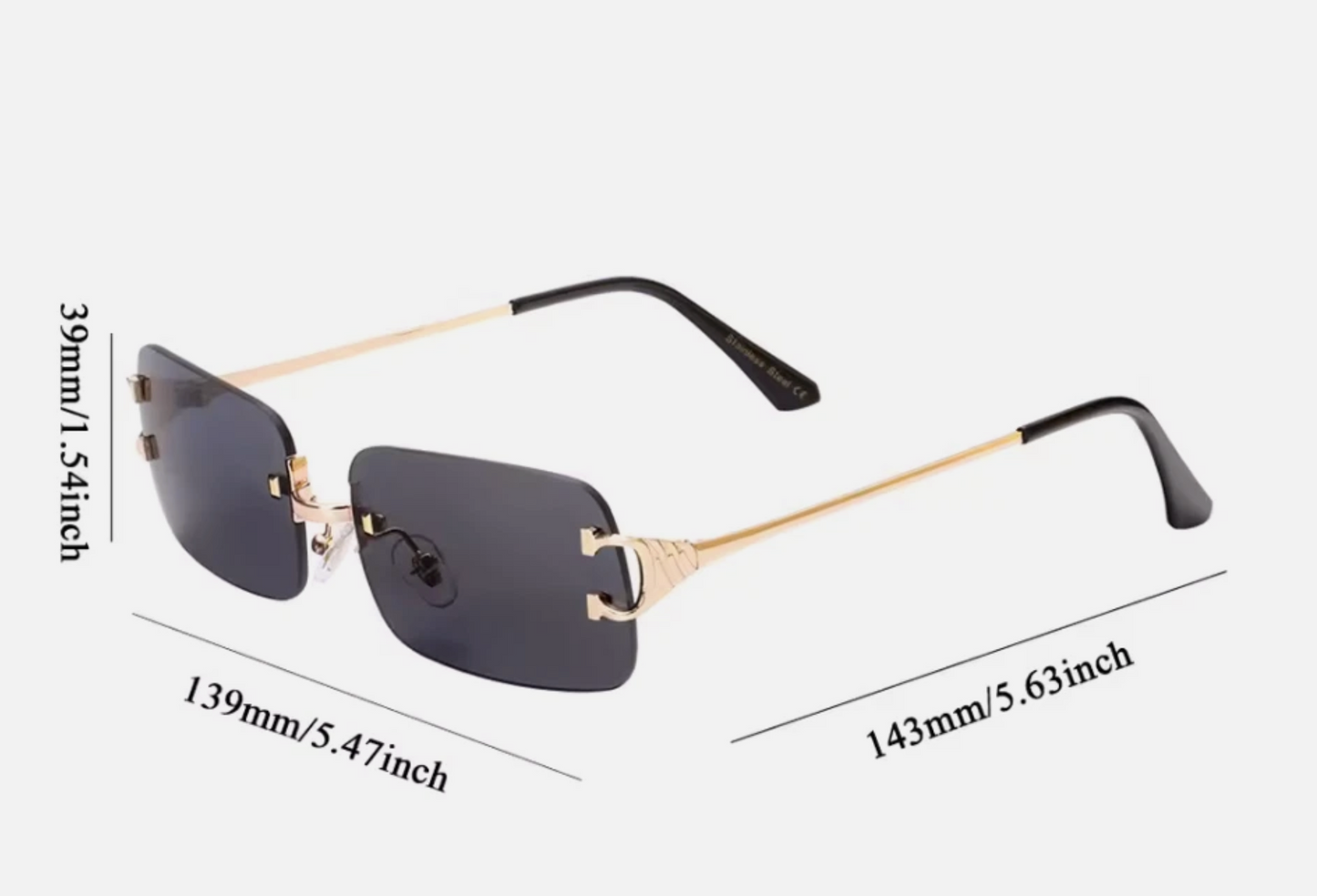 Mens High-Fashioned Slim Rectangle Luxury Craft Sunglasses