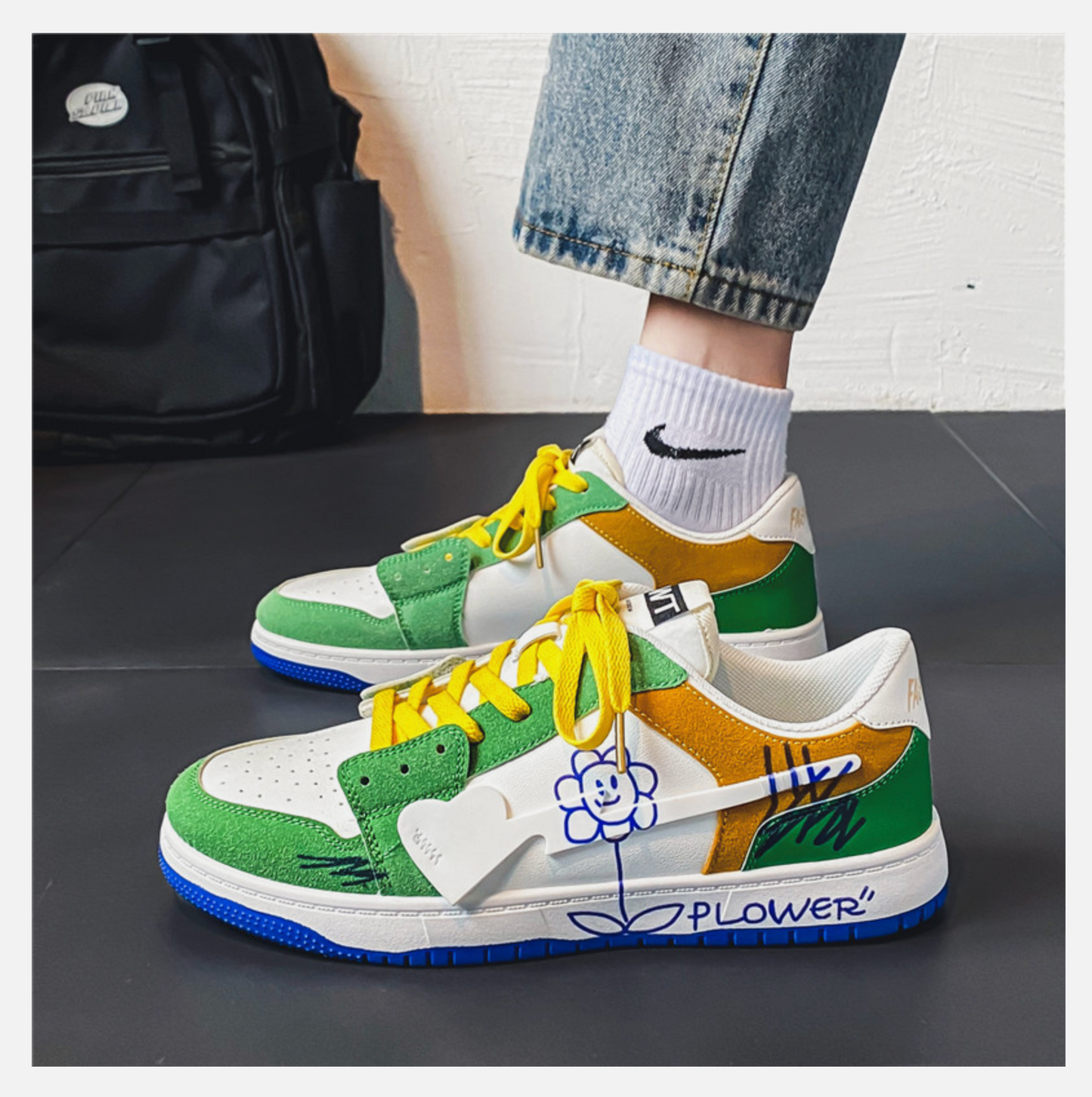 Casual Floral Cartoon Flower Custom Edit Sneaker Mid Top Tennis Shoes