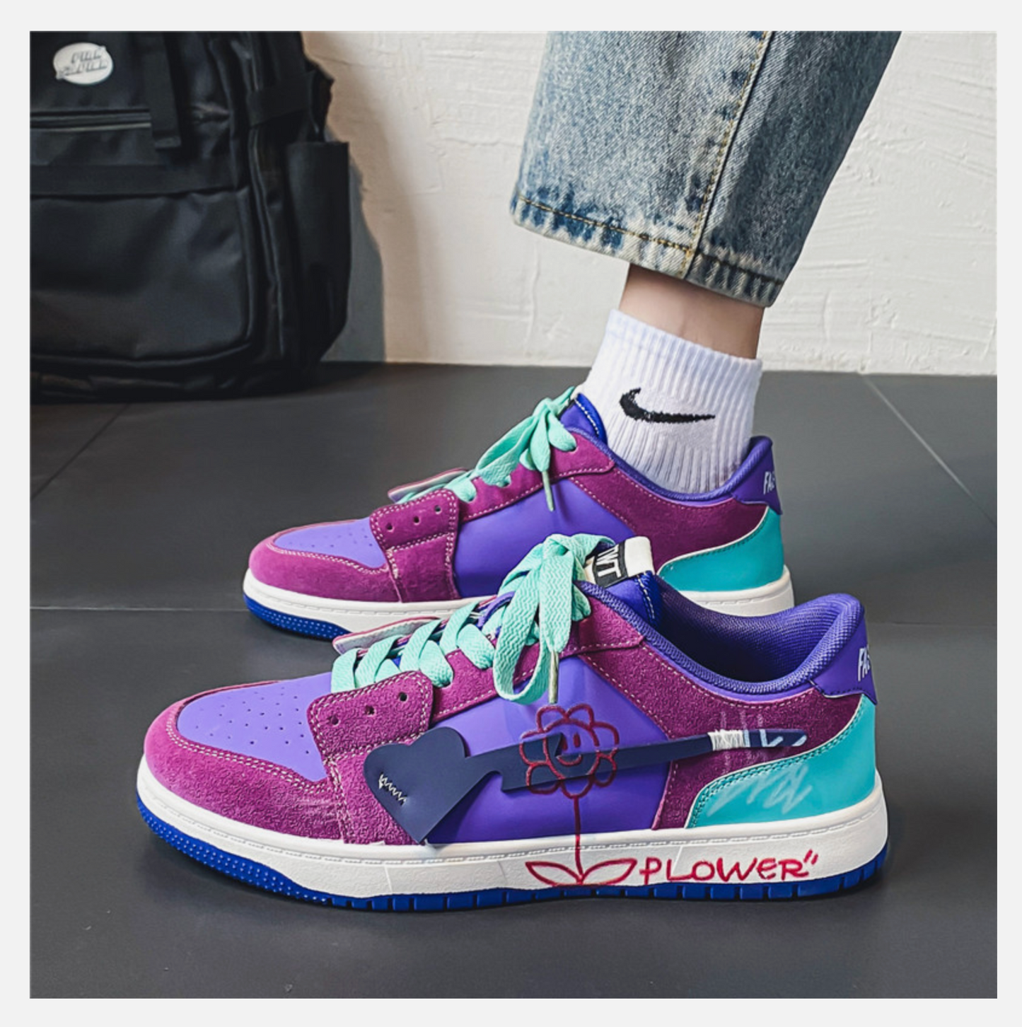 Casual Floral Cartoon Flower Custom Edit Sneaker Mid Top Tennis Shoes