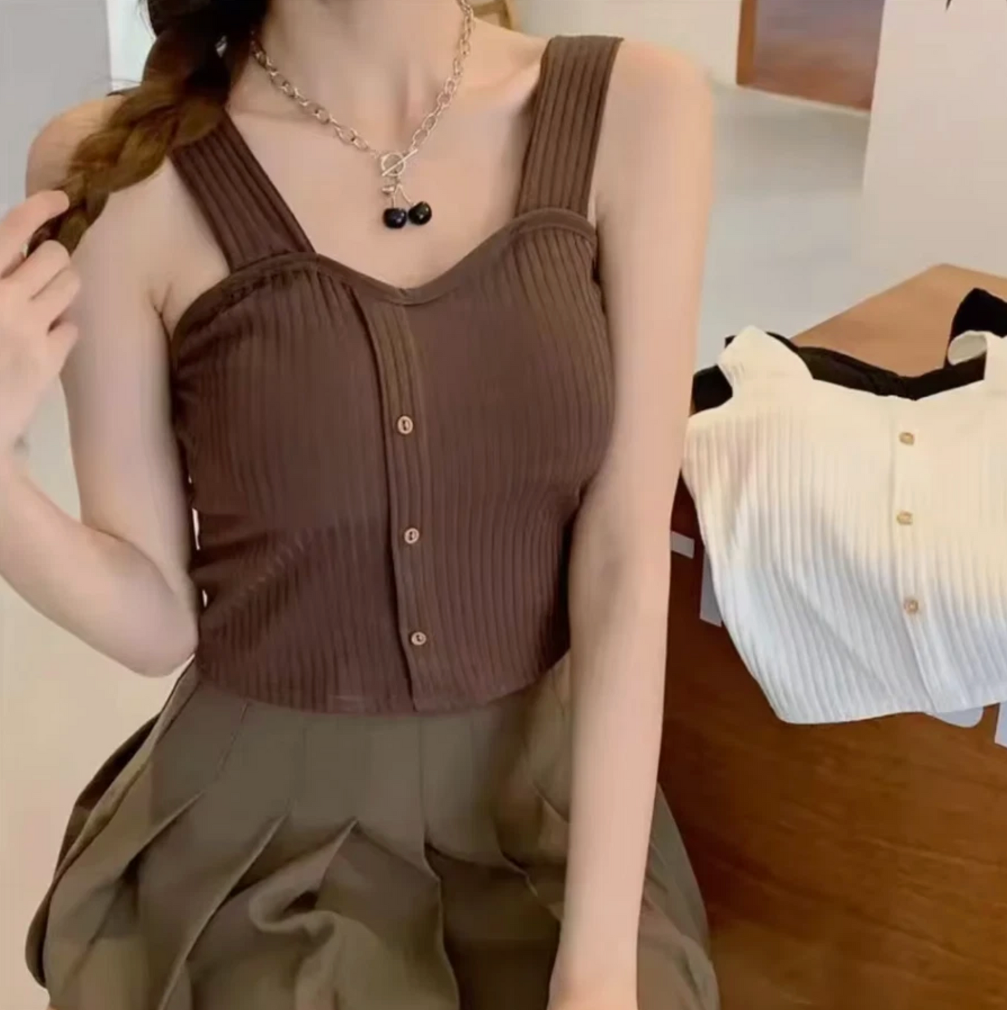 Women Y2K Cropped Tops With Bra Pads Corset Summer Strappy Vest