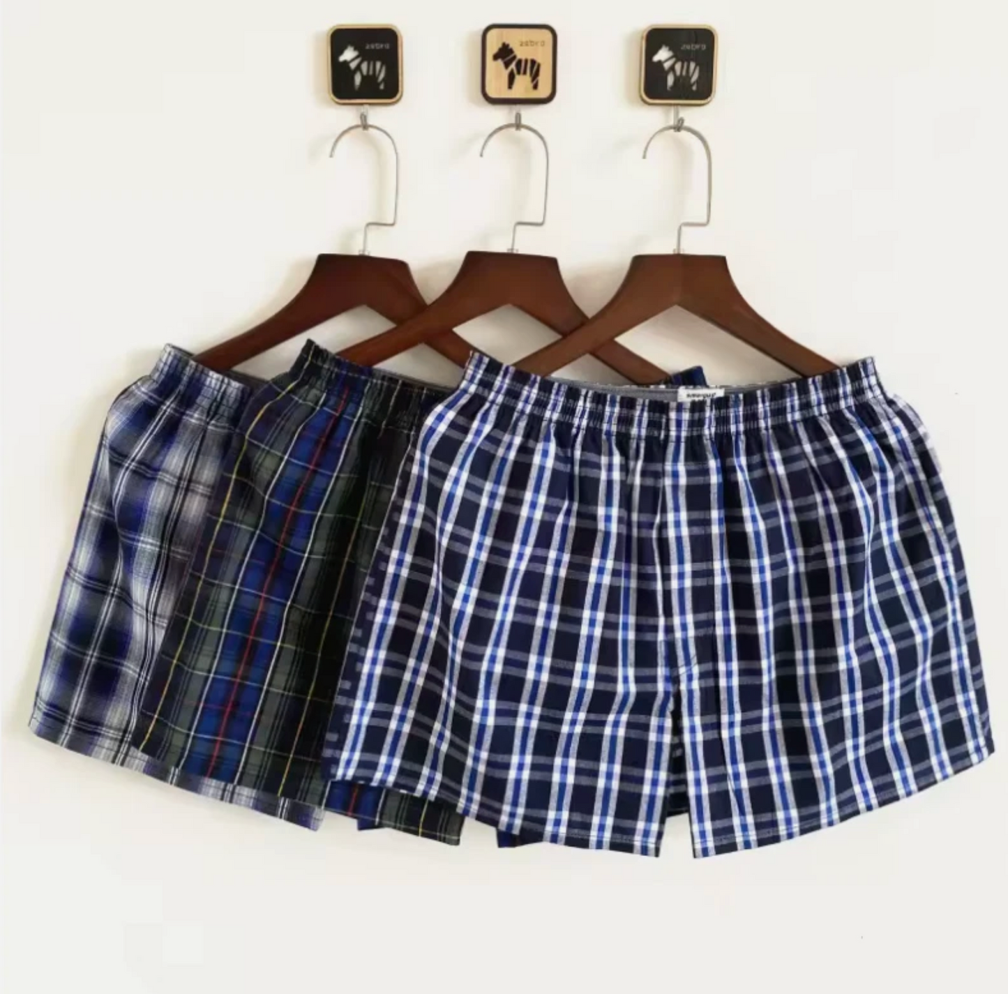 Mens 6 Pack Plaid Cotton Loose Boxer Shorts