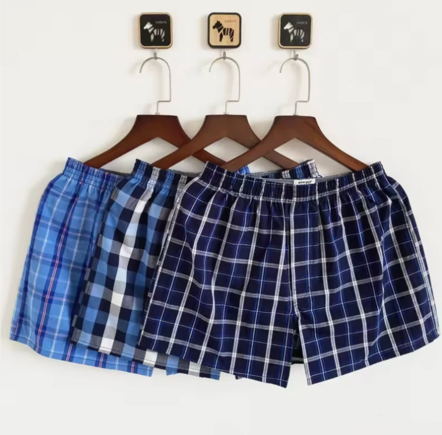 Mens 6 Pack Plaid Cotton Loose Boxer Shorts